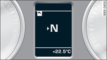 Instrument cluster: Gear-change indicator recommending neutral